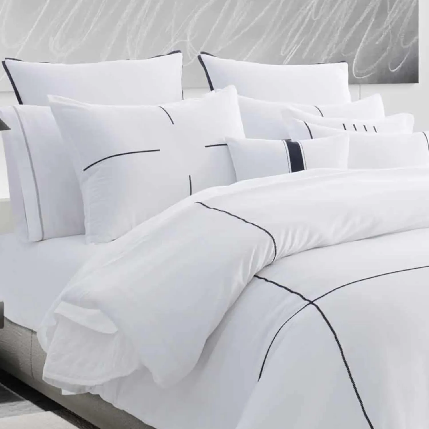 Vera Wang - King Duvet Cover Set, Soft Bedding Set with Matching Shams, Button Closure, Chic Room Essentials (Zig Zag White, King)