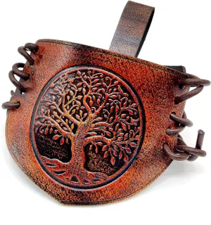 Viking Leather Belt Attachment Genuine Leather Hanger/Holster/Holder for 12"- 16'' Viking Drinking Horn Handcrafted Accessory securely attaching it to your belt, bag,or backpack embossed Tree Of Life