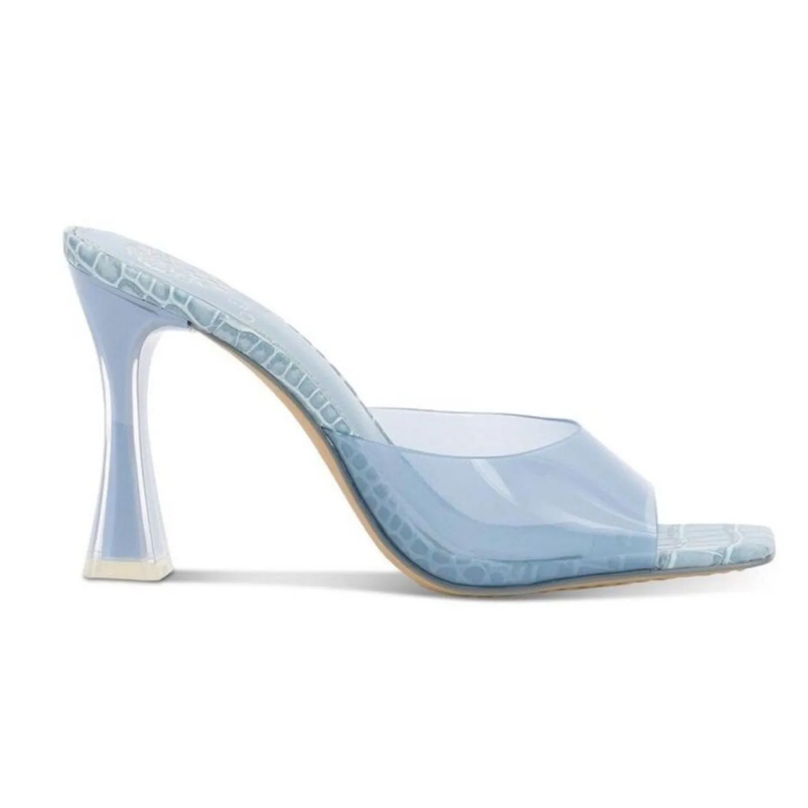 Vince Camuto Rendivi Square Toe Clear Embossed Slide Heels (W10)