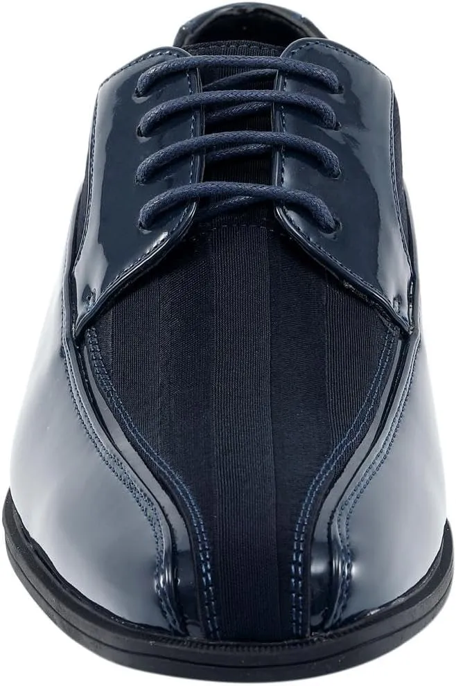 Viotti 179, Casual Dress Oxford Shoes for Men, Satin Striped Lace-Ups, Men's Business Casual Leather & Satin Shoe, for All Formal Occasions