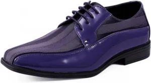 Viotti 179, Casual Dress Oxford Shoes for Men, Satin Striped Lace-Ups, Men's Business Casual Leather & Satin Shoe, for All Formal Occasions