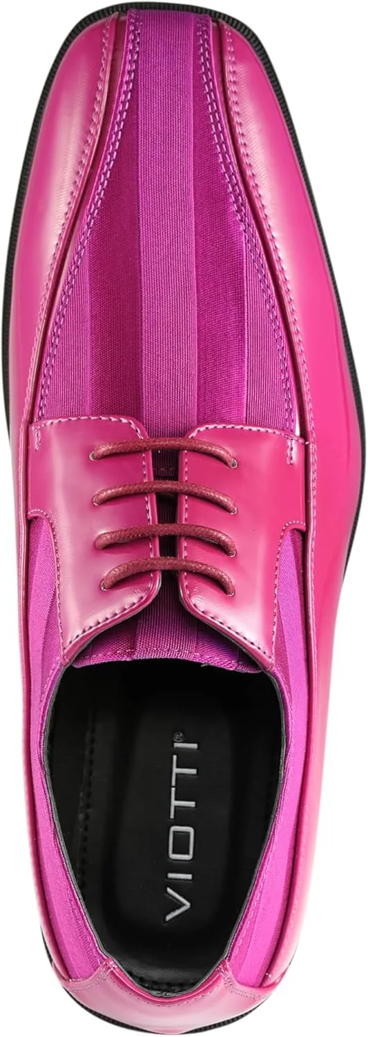 Viotti 179, Casual Dress Oxford Shoes for Men, Satin Striped Lace-Ups, Men's Business Casual Leather & Satin Shoe, for All Formal Occasions