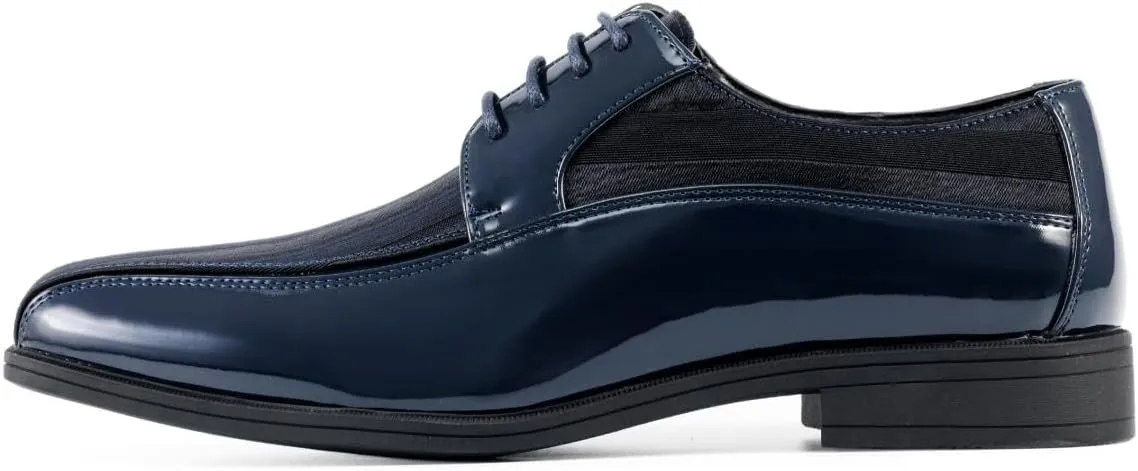 Viotti 179, Casual Dress Oxford Shoes for Men, Satin Striped Lace-Ups, Men's Business Casual Leather & Satin Shoe, for All Formal Occasions