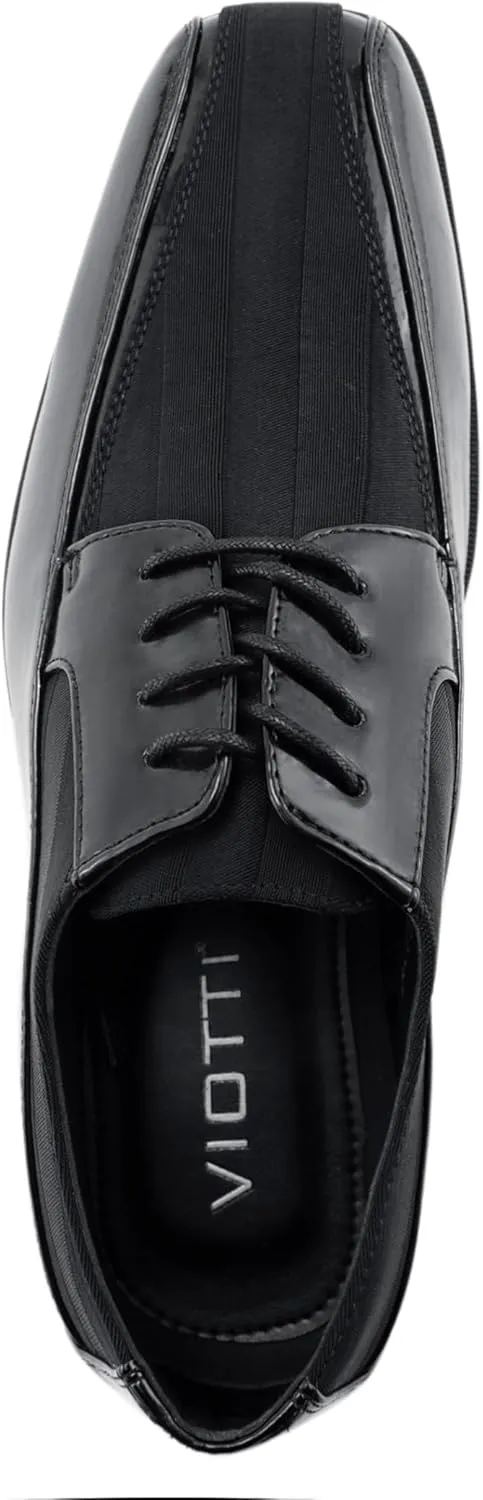 Viotti 179, Casual Dress Oxford Shoes for Men, Satin Striped Lace-Ups, Men's Business Casual Leather & Satin Shoe, for All Formal Occasions