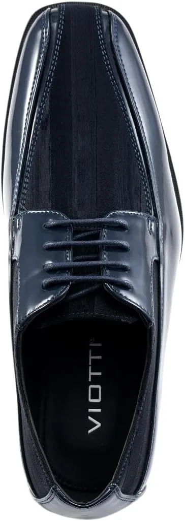Viotti 179, Casual Dress Oxford Shoes for Men, Satin Striped Lace-Ups, Men's Business Casual Leather & Satin Shoe, for All Formal Occasions