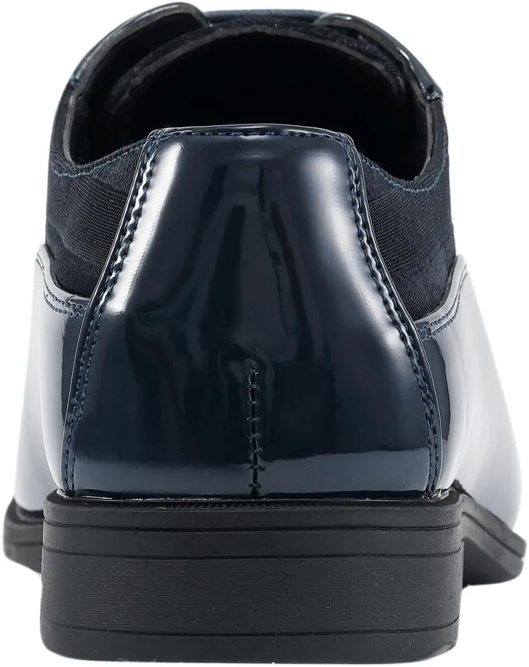 Viotti 179, Casual Dress Oxford Shoes for Men, Satin Striped Lace-Ups, Men's Business Casual Leather & Satin Shoe, for All Formal Occasions