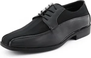 Viotti 179, Casual Dress Oxford Shoes for Men, Satin Striped Lace-Ups, Men's Business Casual Leather & Satin Shoe, for All Formal Occasions