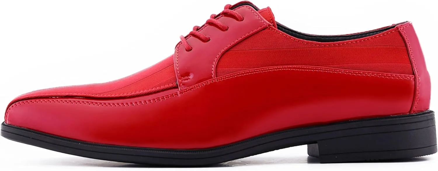 Viotti 179, Casual Dress Oxford Shoes for Men, Satin Striped Lace-Ups, Men's Business Casual Leather & Satin Shoe, for All Formal Occasions