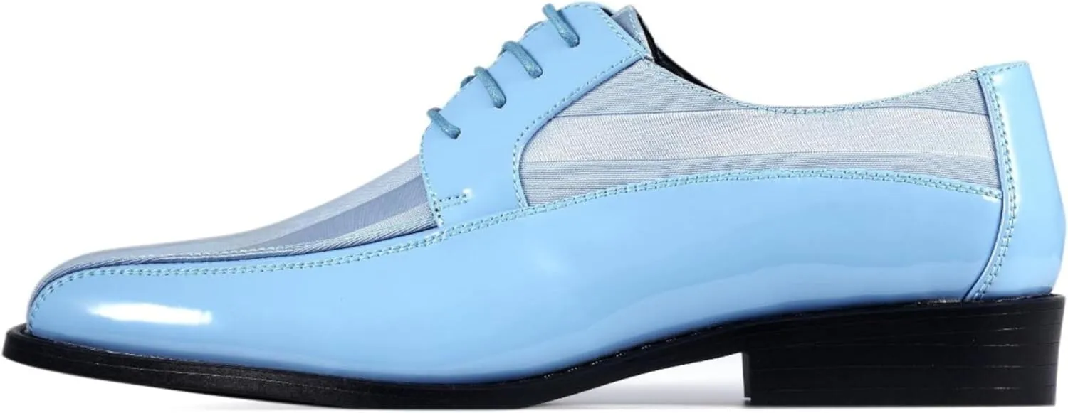 Viotti 179, Casual Dress Oxford Shoes for Men, Satin Striped Lace-Ups, Men's Business Casual Leather & Satin Shoe, for All Formal Occasions