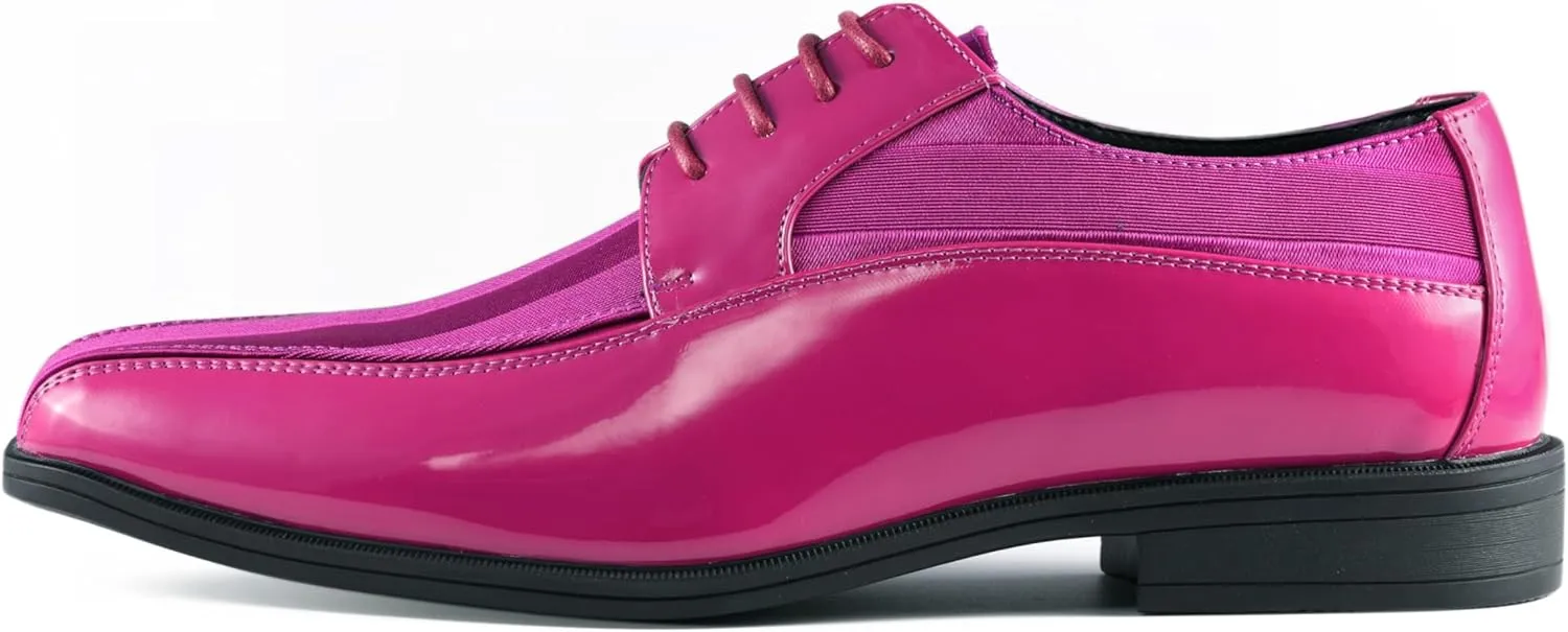 Viotti 179, Casual Dress Oxford Shoes for Men, Satin Striped Lace-Ups, Men's Business Casual Leather & Satin Shoe, for All Formal Occasions