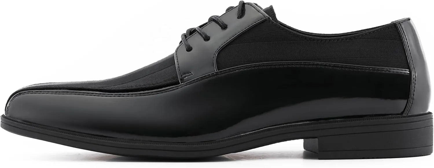 Viotti 179, Casual Dress Oxford Shoes for Men, Satin Striped Lace-Ups, Men's Business Casual Leather & Satin Shoe, for All Formal Occasions