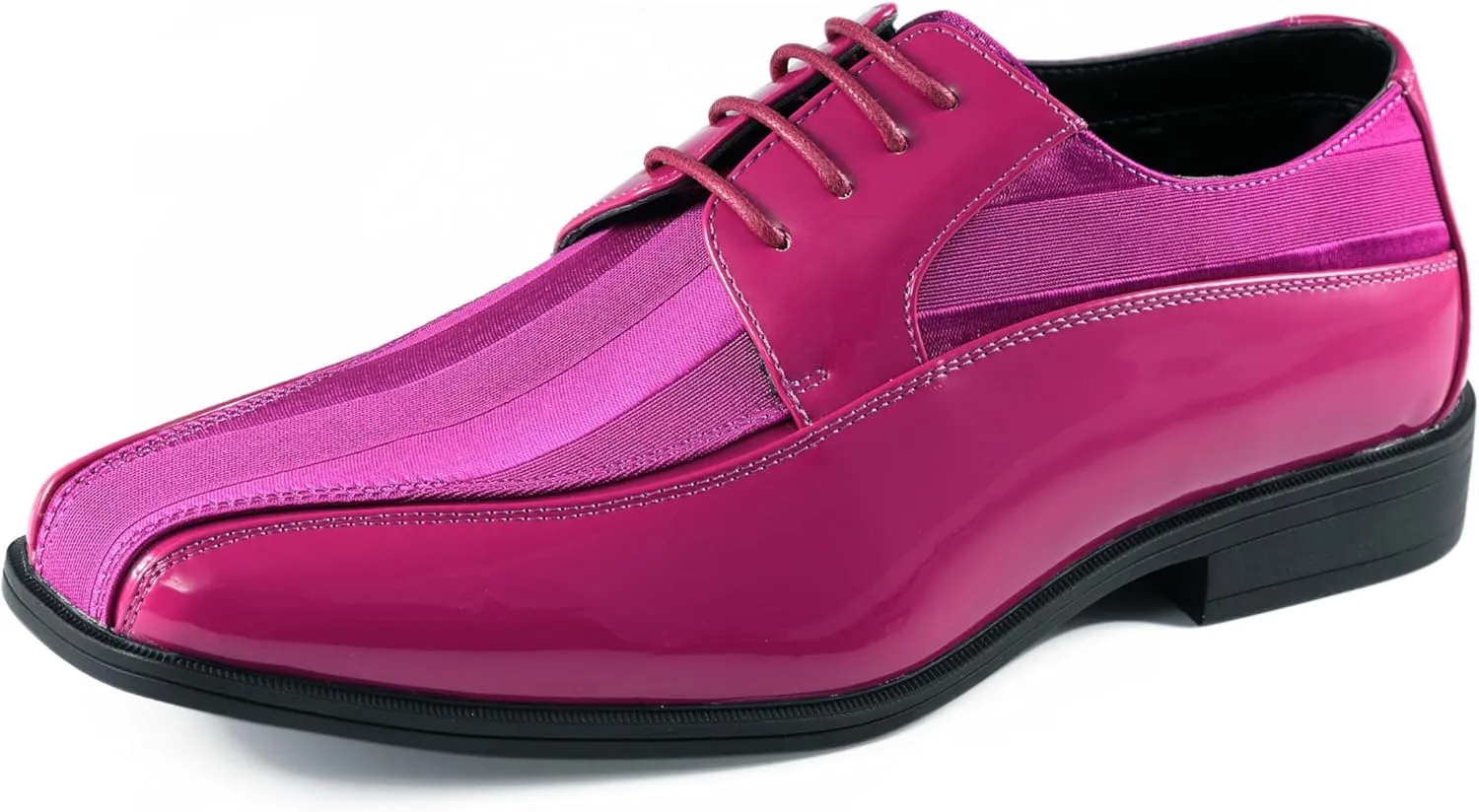Viotti 179, Casual Dress Oxford Shoes for Men, Satin Striped Lace-Ups, Men's Business Casual Leather & Satin Shoe, for All Formal Occasions