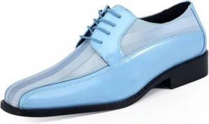 Viotti 179, Casual Dress Oxford Shoes for Men, Satin Striped Lace-Ups, Men's Business Casual Leather & Satin Shoe, for All Formal Occasions