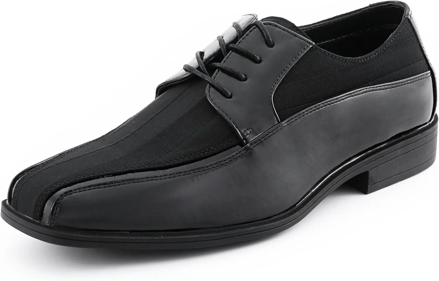 Viotti 179, Casual Dress Oxford Shoes for Men, Satin Striped Lace-Ups, Men's Business Casual Leather & Satin Shoe, for All Formal Occasions