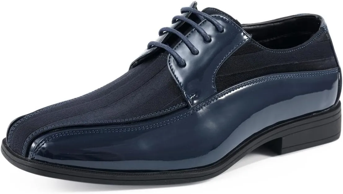 Viotti 179, Casual Dress Oxford Shoes for Men, Satin Striped Lace-Ups, Men's Business Casual Leather & Satin Shoe, for All Formal Occasions