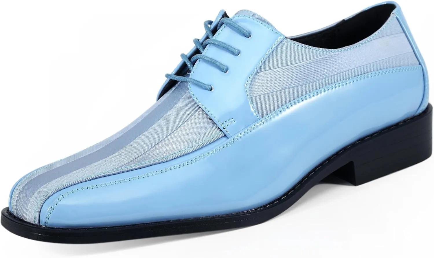 Viotti 179, Casual Dress Oxford Shoes for Men, Satin Striped Lace-Ups, Men's Business Casual Leather & Satin Shoe, for All Formal Occasions