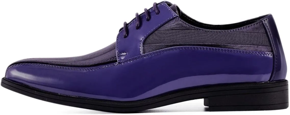 Viotti 179, Casual Dress Oxford Shoes for Men, Satin Striped Lace-Ups, Men's Business Casual Leather & Satin Shoe, for All Formal Occasions