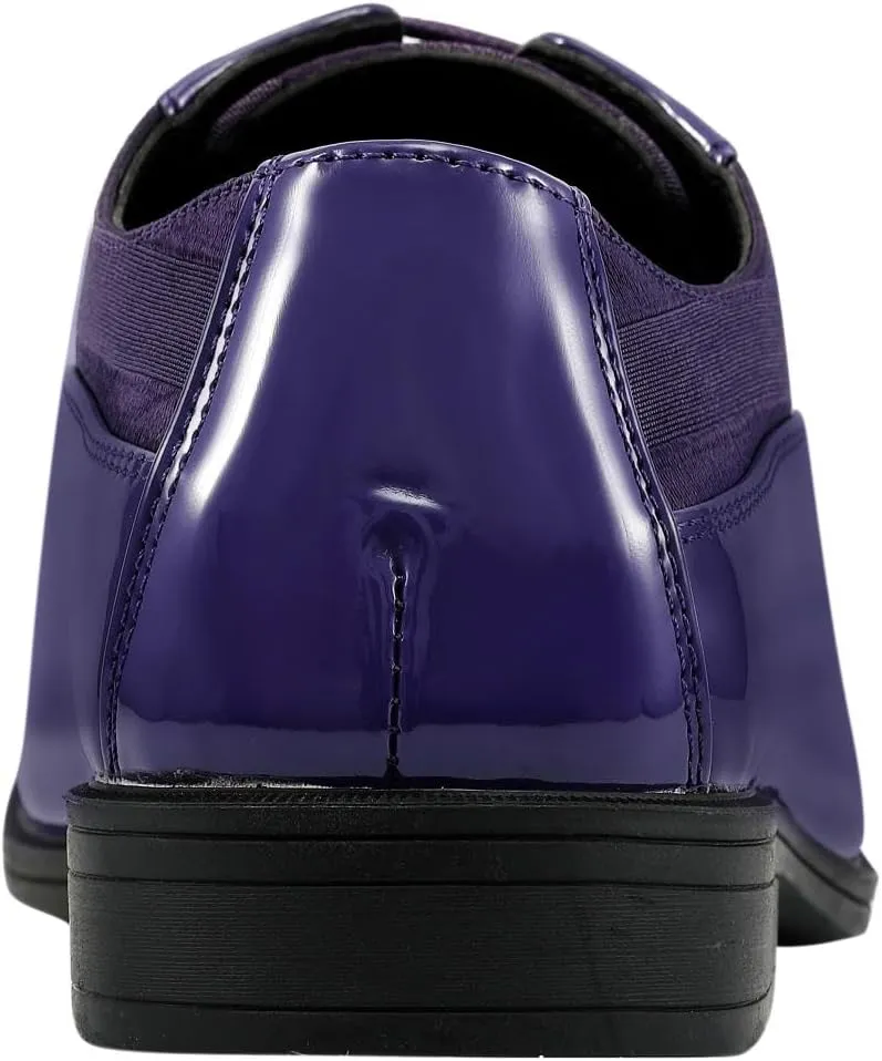 Viotti 179, Casual Dress Oxford Shoes for Men, Satin Striped Lace-Ups, Men's Business Casual Leather & Satin Shoe, for All Formal Occasions