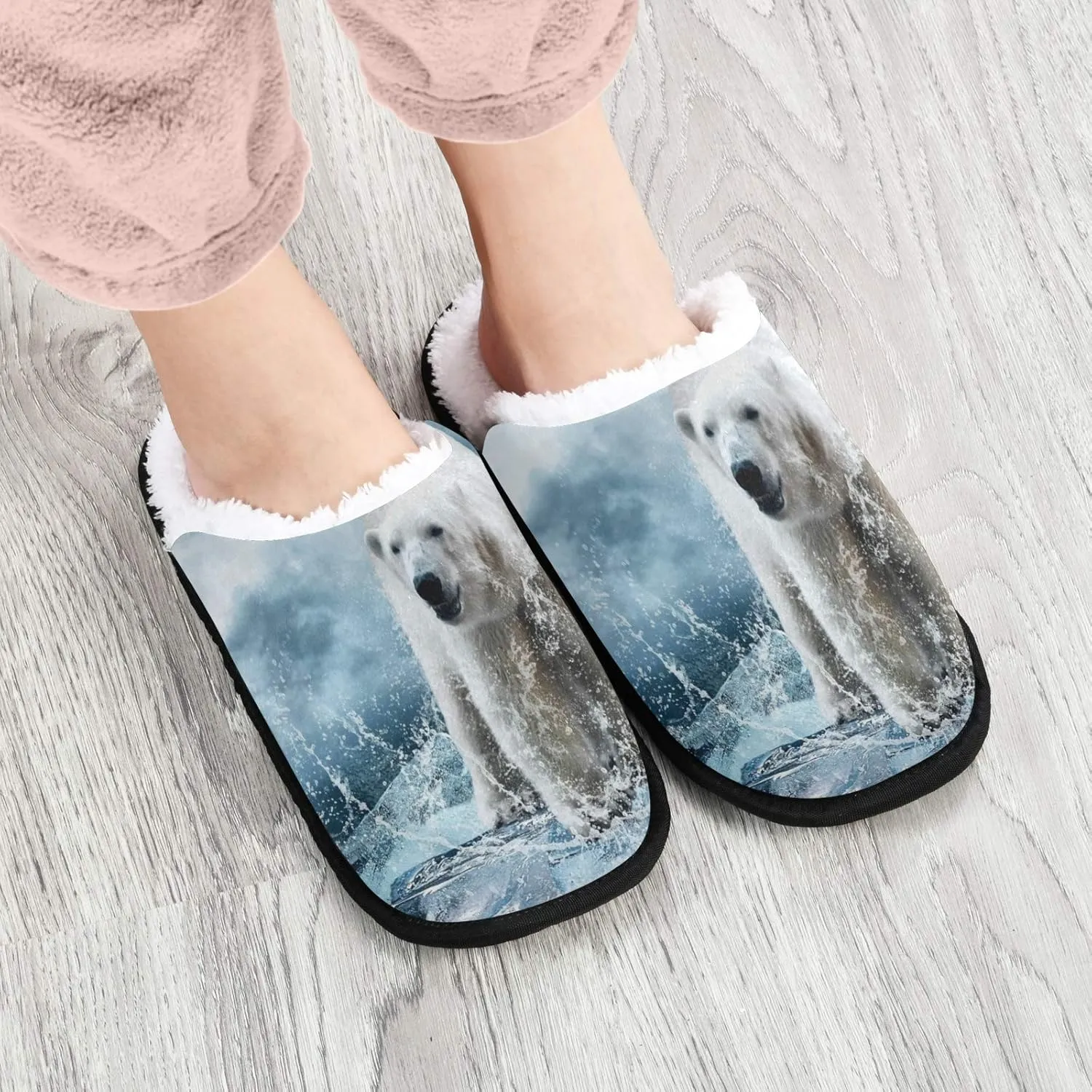 visesunny Slippers for Women Mens Winter Warm Memory Foam Cotton Home Slippers Soft Plush Fleece Slip on House Slippers for Girls Indoor Outdoor Shoes