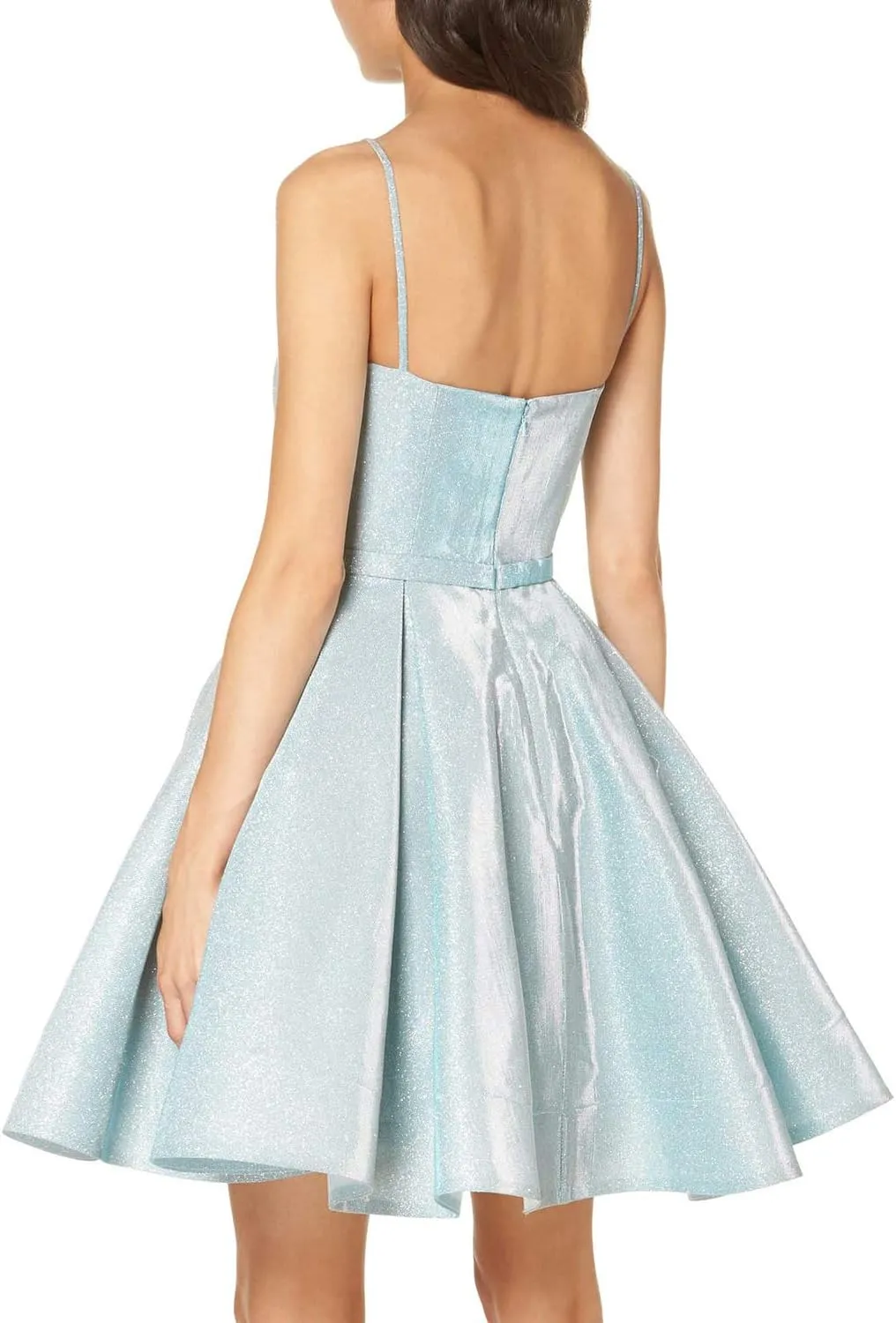 Vivian's bridal Women's Strap Prom Dress Glittery Satin Dress Short Wlte03