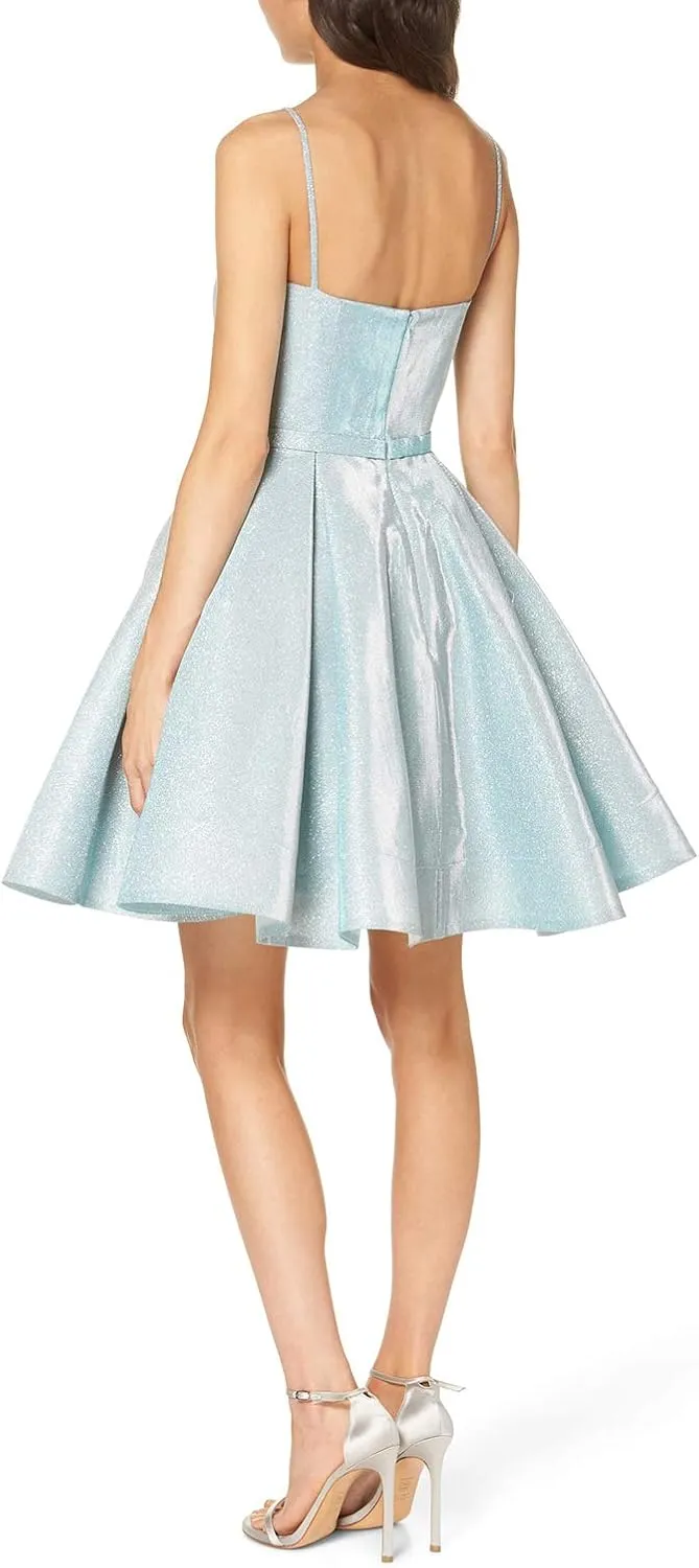 Vivian's bridal Women's Strap Prom Dress Glittery Satin Dress Short Wlte03