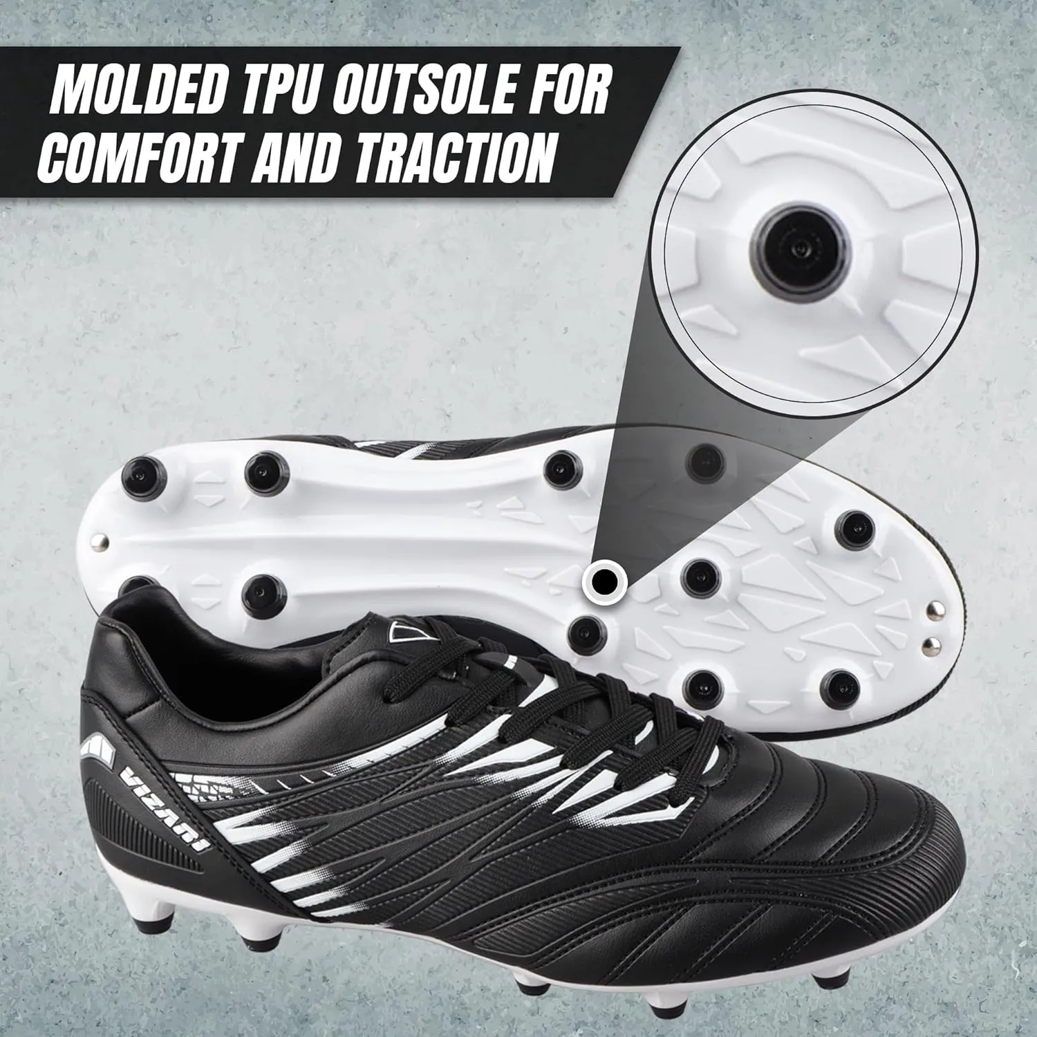 Vizari Valencia Firm Ground Soccer Cleats for Men & Women – Adult Football Shoes with Wide Fit, TPU Studs, Comfortable Design, Size 6.5 to 13 (Unisex)