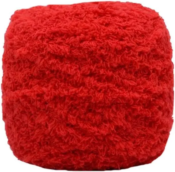 Warm Coral Fleece Fluffy Knitting Yarn Shaggy Bright Red Fur Yarn Acrylic Velvet Knitting Yarn DIY Fluffy Dolls Blanket Sweater Scarf Handbag Total 5 Skeins