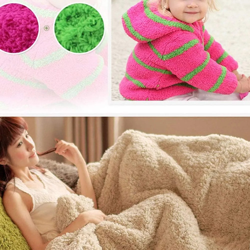 Warm Coral Fleece Fluffy Knitting Yarn Shaggy Bright Red Fur Yarn Acrylic Velvet Knitting Yarn DIY Fluffy Dolls Blanket Sweater Scarf Handbag Total 5 Skeins