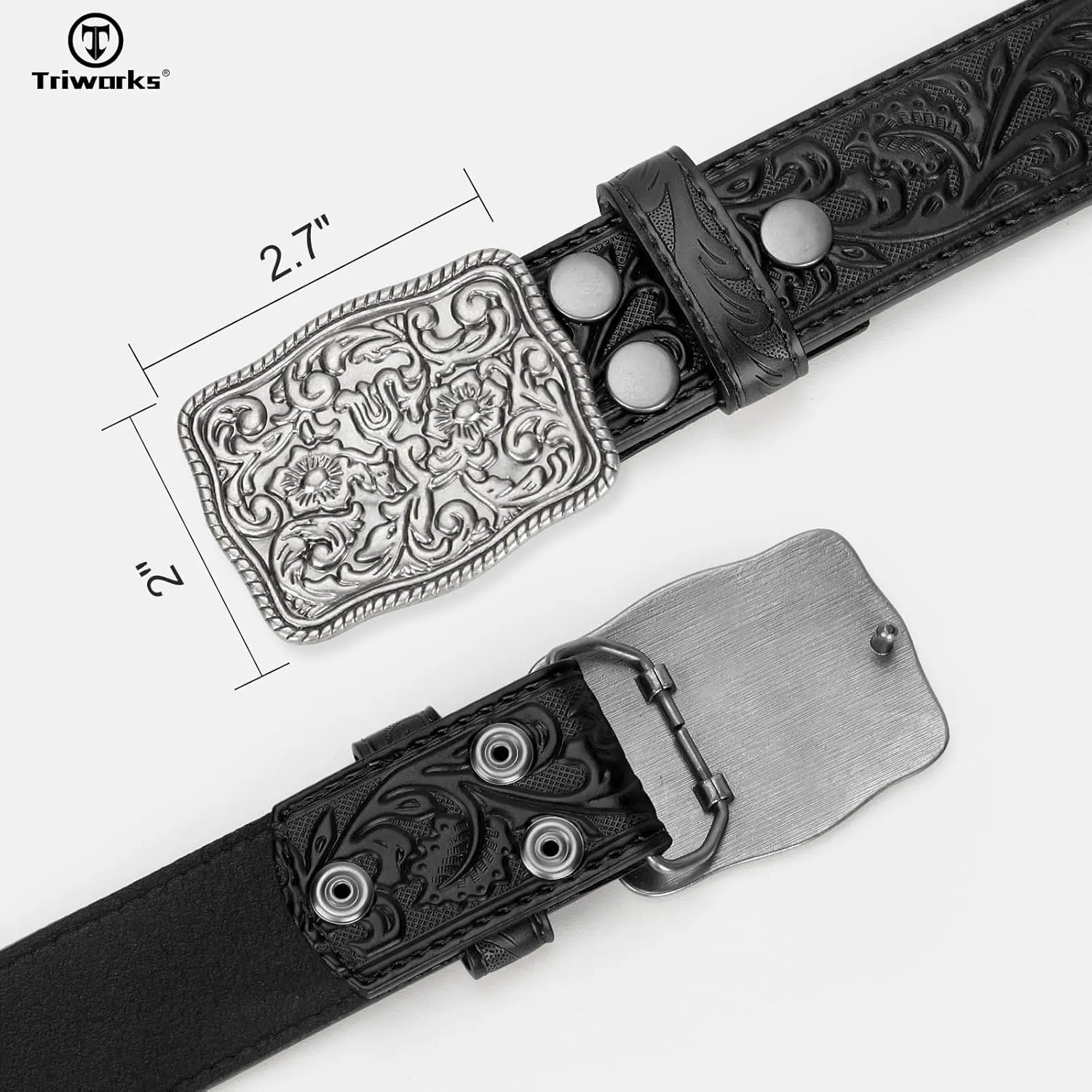 Western Belts for Women Men Cowgirl Cowboy Embossed Engraved Tooled Leather Belt with Buckle for Jeans Pants Rodeo