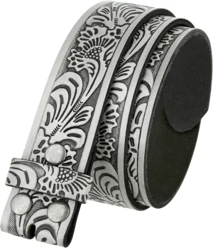 Western Floral Engraved Embossed Tooled Genuine Leather Belt Strap or Belt 1-1/2"(38mm) Wide, Multi-Style Options