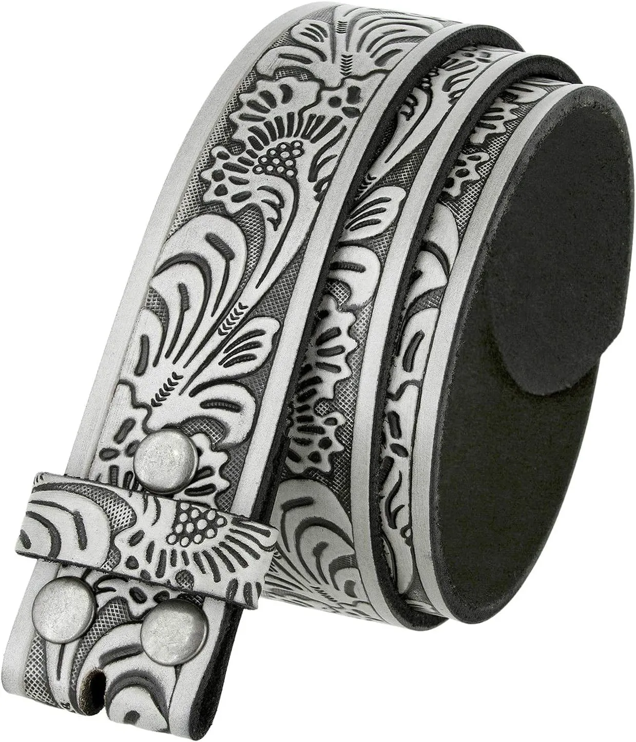Western Floral Engraved Embossed Tooled Genuine Leather Belt Strap or Belt 1-1/2"(38mm) Wide, Multi-Style Options