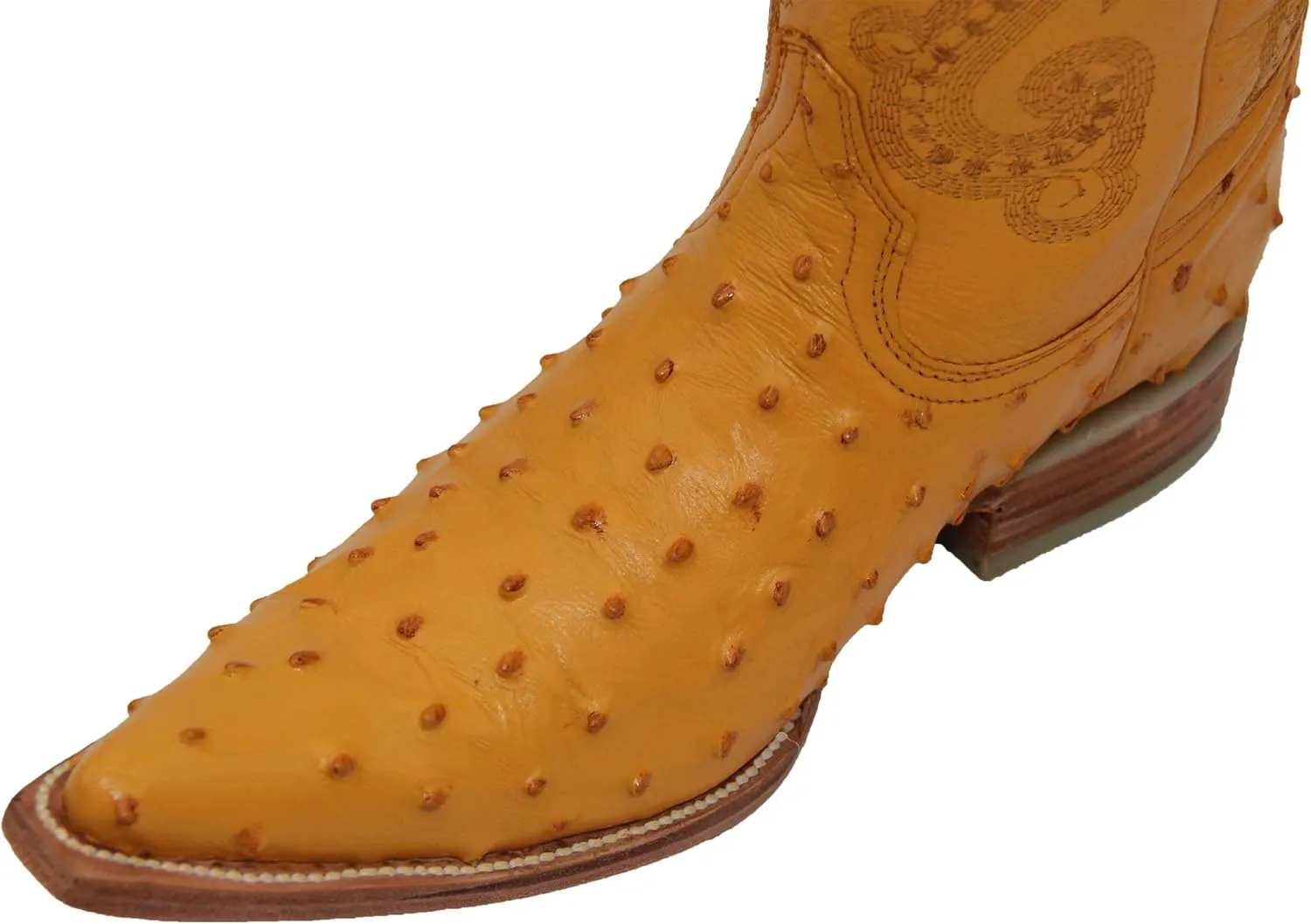 Western Shops Mens Leather Western Boot Embossed Ostrich Quill Print Cowboy Boot