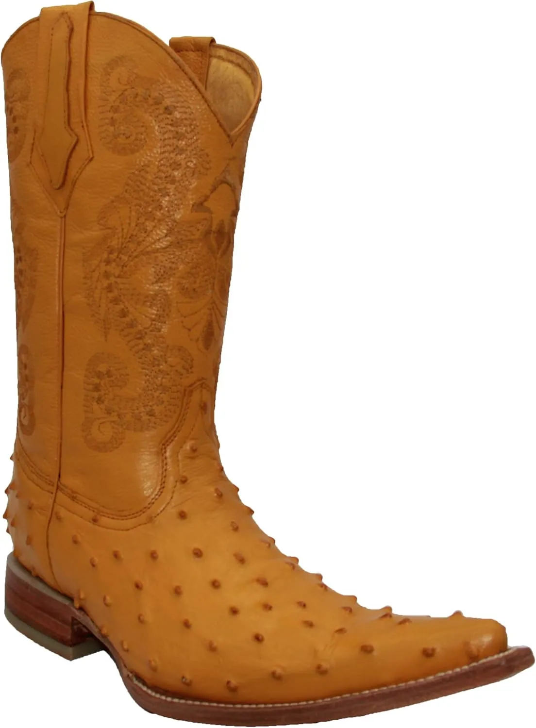 Western Shops Mens Leather Western Boot Embossed Ostrich Quill Print Cowboy Boot