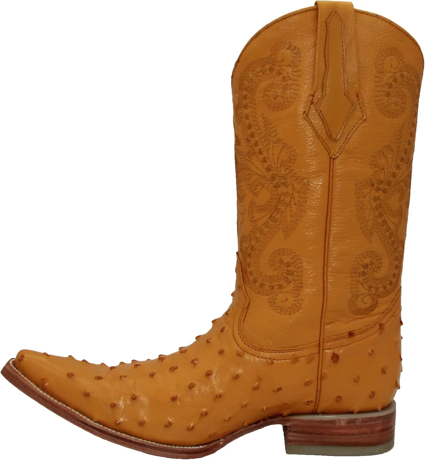 Western Shops Mens Leather Western Boot Embossed Ostrich Quill Print Cowboy Boot