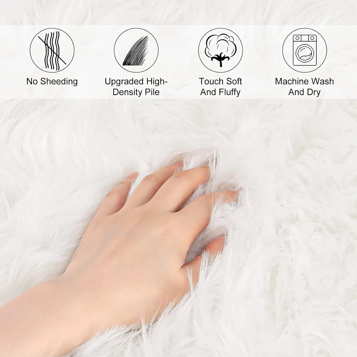 White Faux Fur Rug，Faux Sheepskin Fur Seat Covers,White Fluffy Area Rug Decor Throw Rug Carpets for Bedroom Living Room 2 x 3 Feet