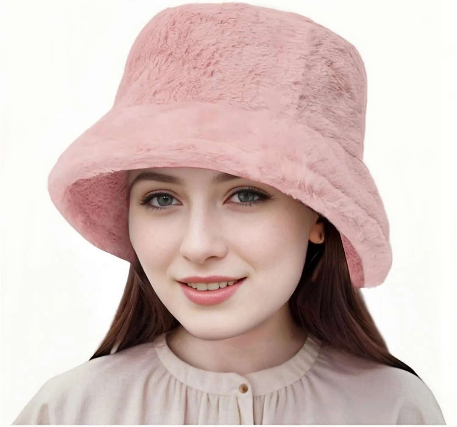 Winter Bucket Hats for Women Faux Fur Bucket Hat Fuzzy Hat Sherpa Hat Warm Plush Fisherman Fluffy Men Hat