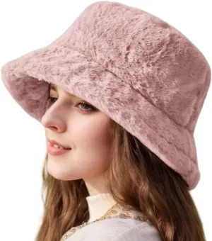 Winter Bucket Hats for Women Faux Fur Bucket Hat Fuzzy Hat Sherpa Hat Warm Plush Fisherman Fluffy Men Hat
