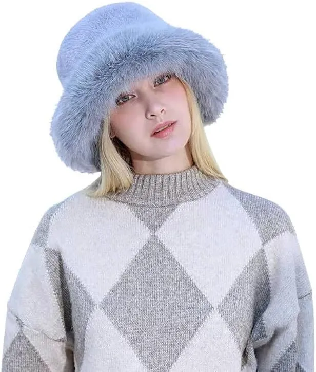 Winter Faux Fur Bucket Hat∣Soft Fisherman Cap∣Fluffy Warm Hat∣Outdoor Stylish Fluffy Caps