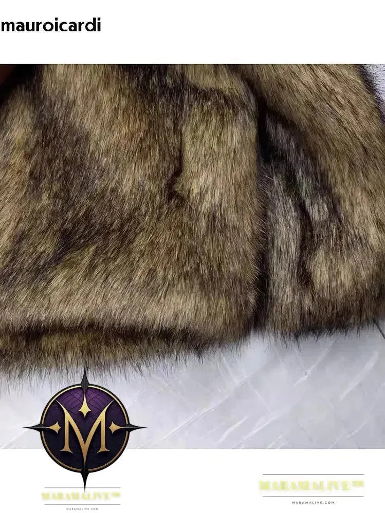 Winter Short Thick Warm Hairy Shaggy Faux Fur Coat Men Long Sleeve High Quality Luxury Fluffy Jacket 2023