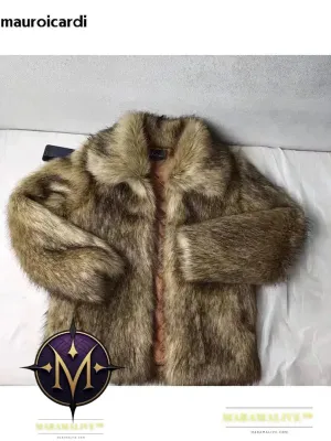 Winter Short Thick Warm Hairy Shaggy Faux Fur Coat Men Long Sleeve High Quality Luxury Fluffy Jacket 2023