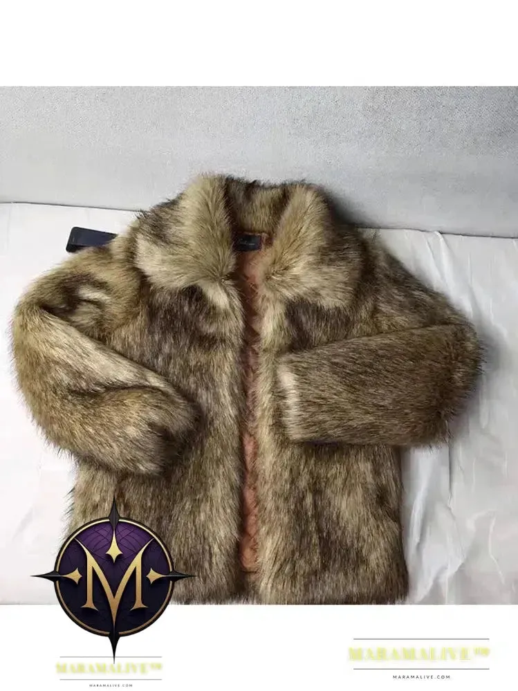 Winter Short Thick Warm Hairy Shaggy Faux Fur Coat Men Long Sleeve High Quality Luxury Fluffy Jacket 2023