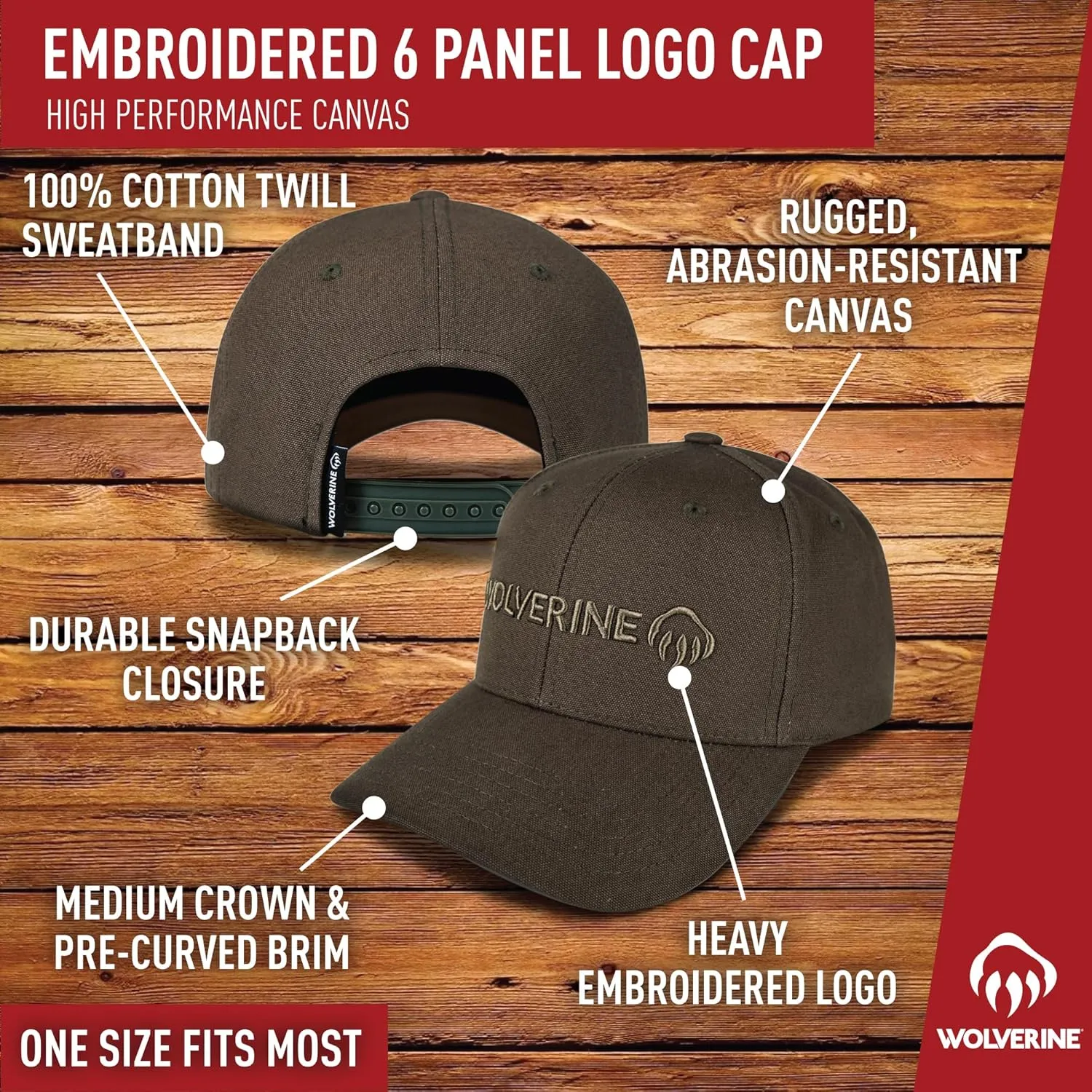 WOLVERINE Standard Work Hat | Adjustable | Rugged | Durable | Comfort | Workwear | Cotton Canvas