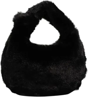 Women Plush Tote Bag Fluffy Underarm Purse Faux Fur Shoulder Handbag Fuzzy Tied Bag Winter Christmas Gifts