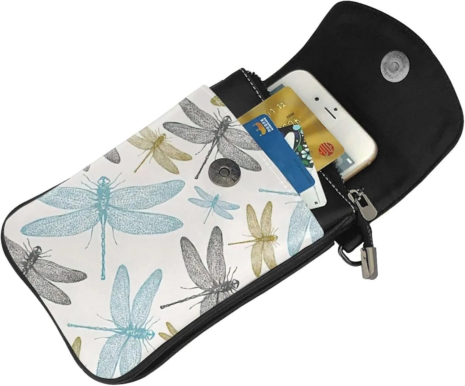 Women PU Leather Kawaii Embroidered Cute Mini Strawberry Print Crossbody Cell phone Bag/Coin Purse