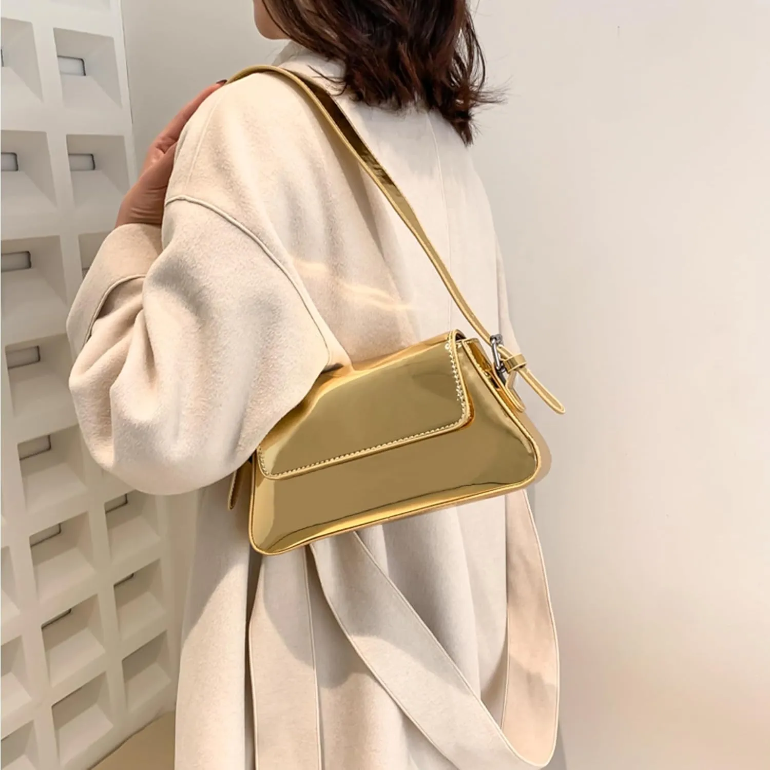 Women Small Shoulder Bag Cute Hobo Tote Handbag Evening Clutch Bag Y2k Sparkly Silver Purse for Party Prom Wedding