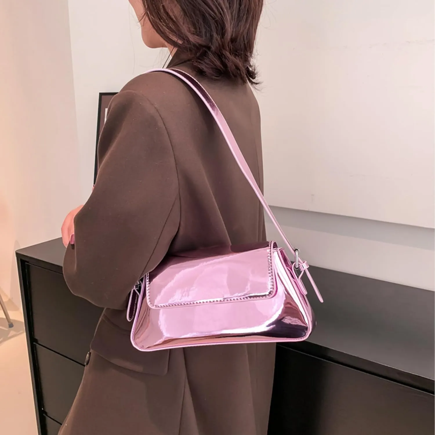 Women Small Shoulder Bag Cute Hobo Tote Handbag Evening Clutch Bag Y2k Sparkly Silver Purse for Party Prom Wedding