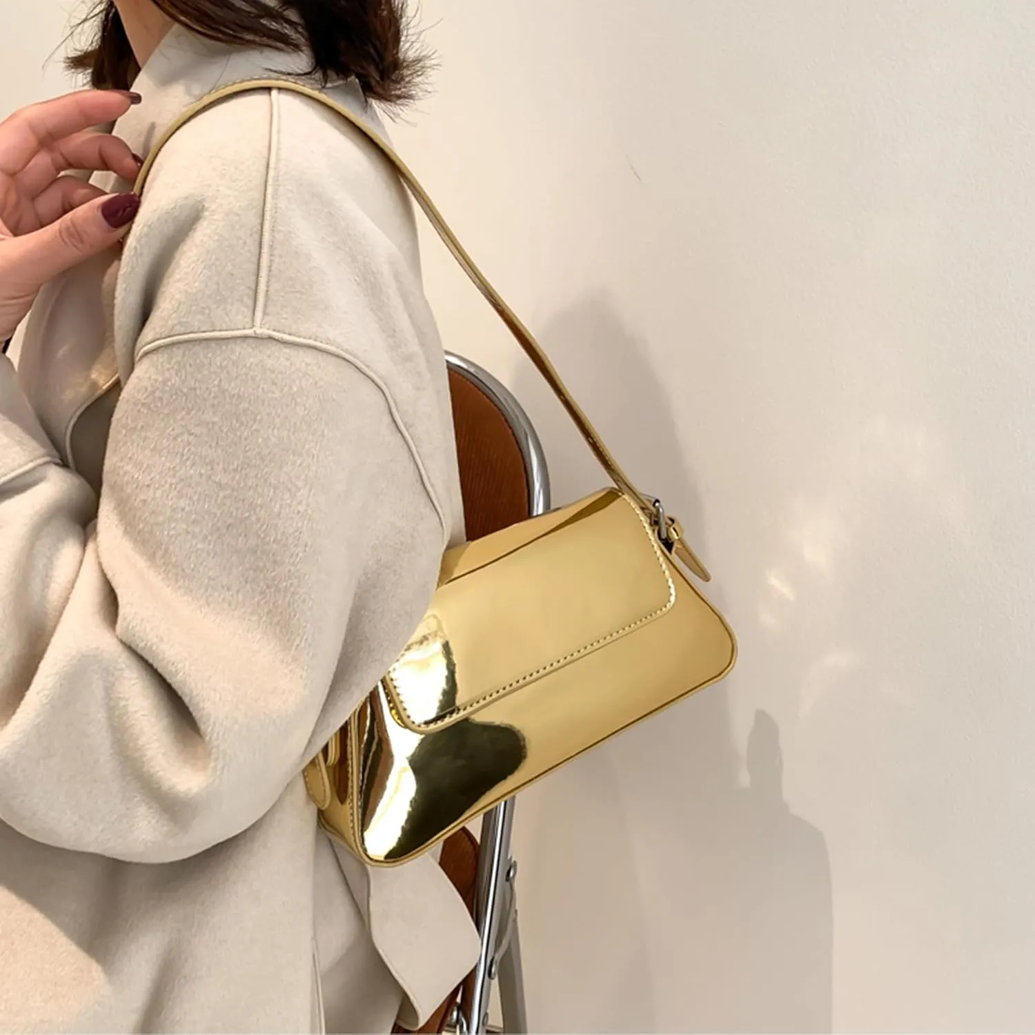 Women Small Shoulder Bag Cute Hobo Tote Handbag Evening Clutch Bag Y2k Sparkly Silver Purse for Party Prom Wedding