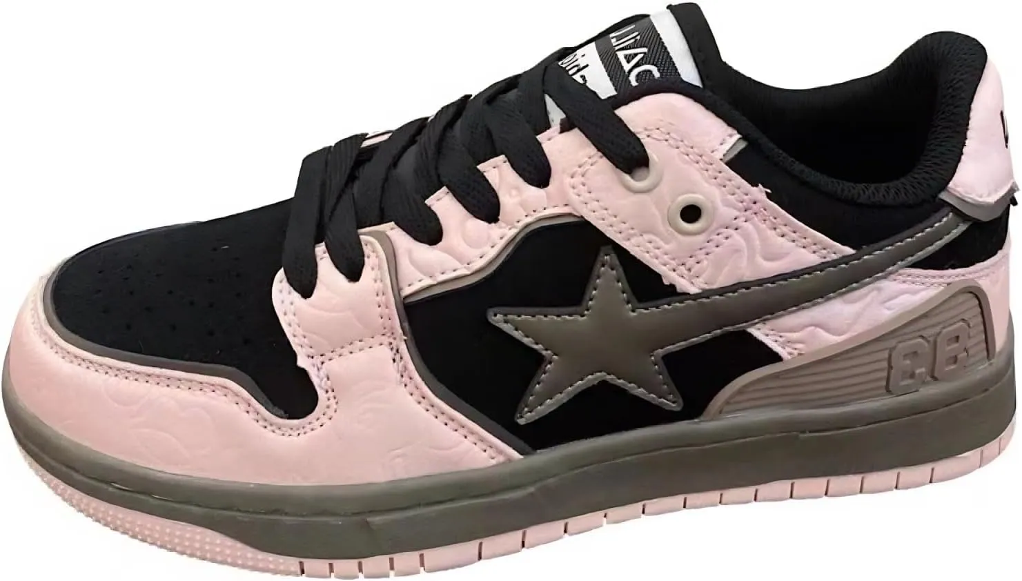 Women Y2K Skate Sneakers, Star Patch Chunky Trainers, Premium Leather Streetwear Teens Couple Matching Preppy Campus