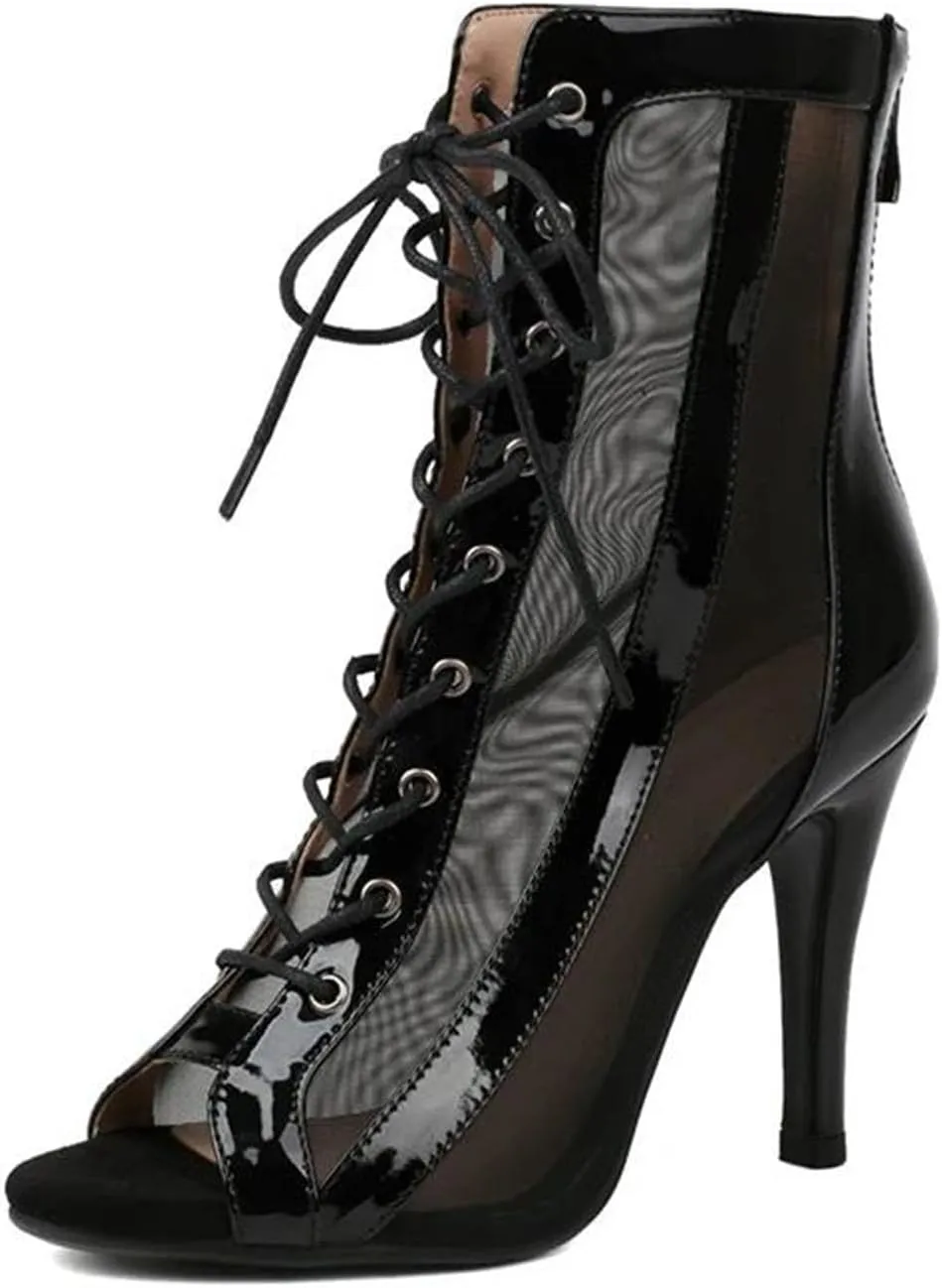Women's Ballroom Dance Shoes - Leather High Top Salsa Tango Boots