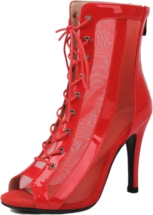Women's Ballroom Dance Shoes - Leather High Top Salsa Tango Boots